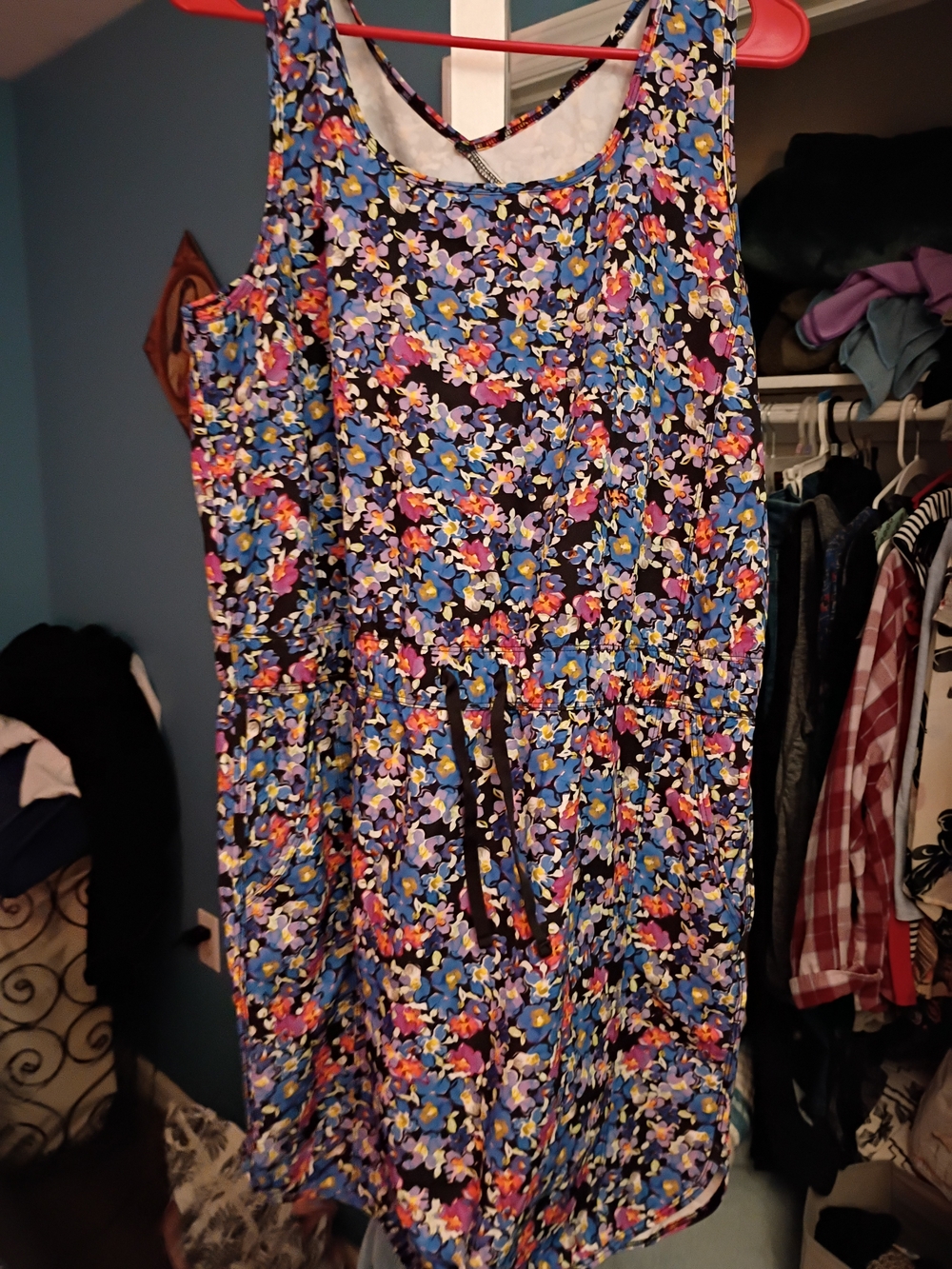 RBX Multicolor Floral Sleeveless Mini Dress - Blue & Purple Accents